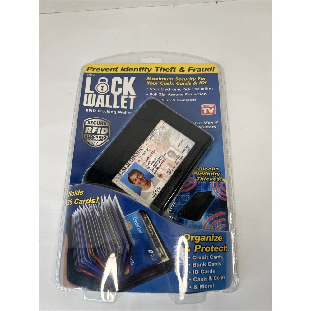 Lock Wallet Ultra Slim Secure RFID Blocking Holds 36 Cards Factory Sealed